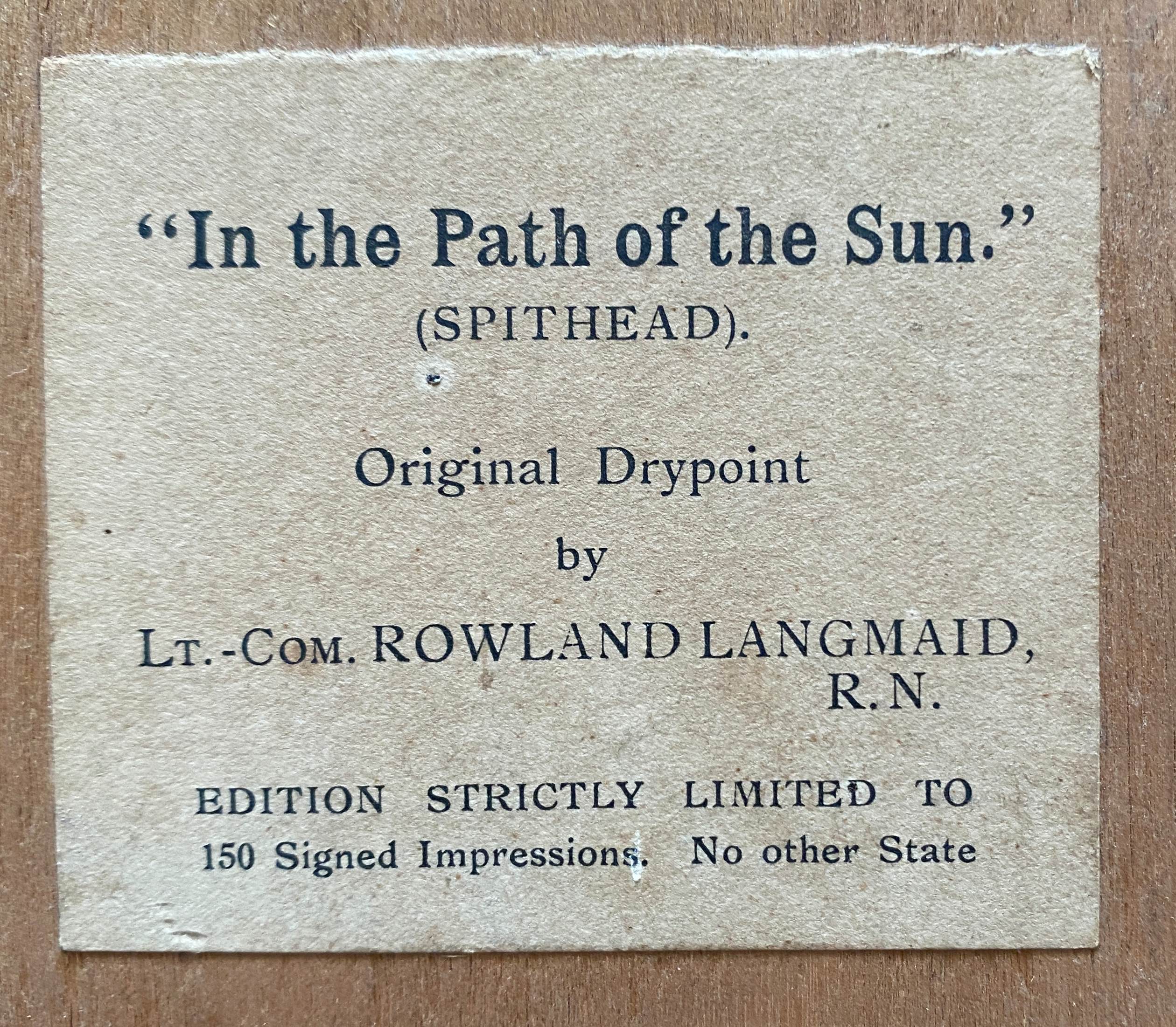 Original painting engraving Rowland Langmaid (1897/1956) "In the Path of the Sun"