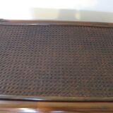 Vintage-commode 3 tioirs -bois bambou et rotin tressé - années 80