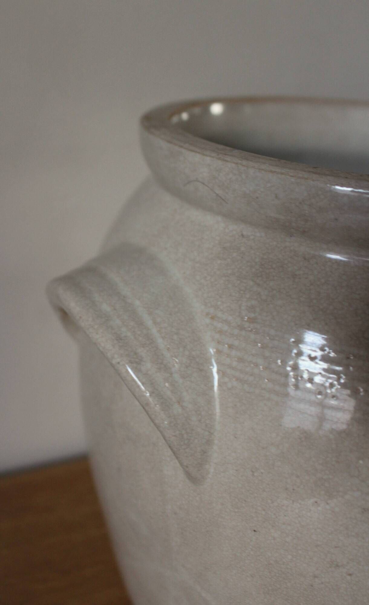 Vase garden pot glazed stoneware with two handles
