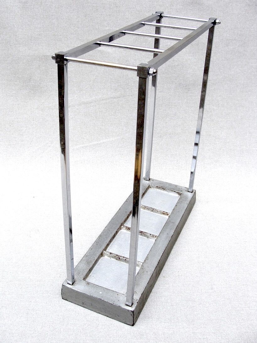 Art Deco umbrella holder in chromed metal