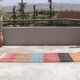 Handwoven coloured wool rug, 295 x 85 cm - R364