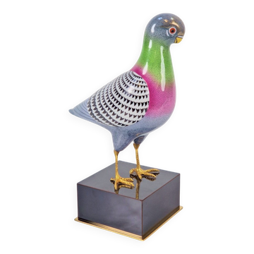 Pigeon en porcelaine peinte à la main par Giulia Mangani, années 1970