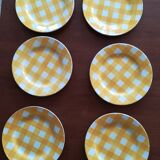 Set of 6 flat plates Digoin yellow Scottish model