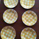 Ensemble de 6 assiettes plates Digoin modèle Ecossais jaune