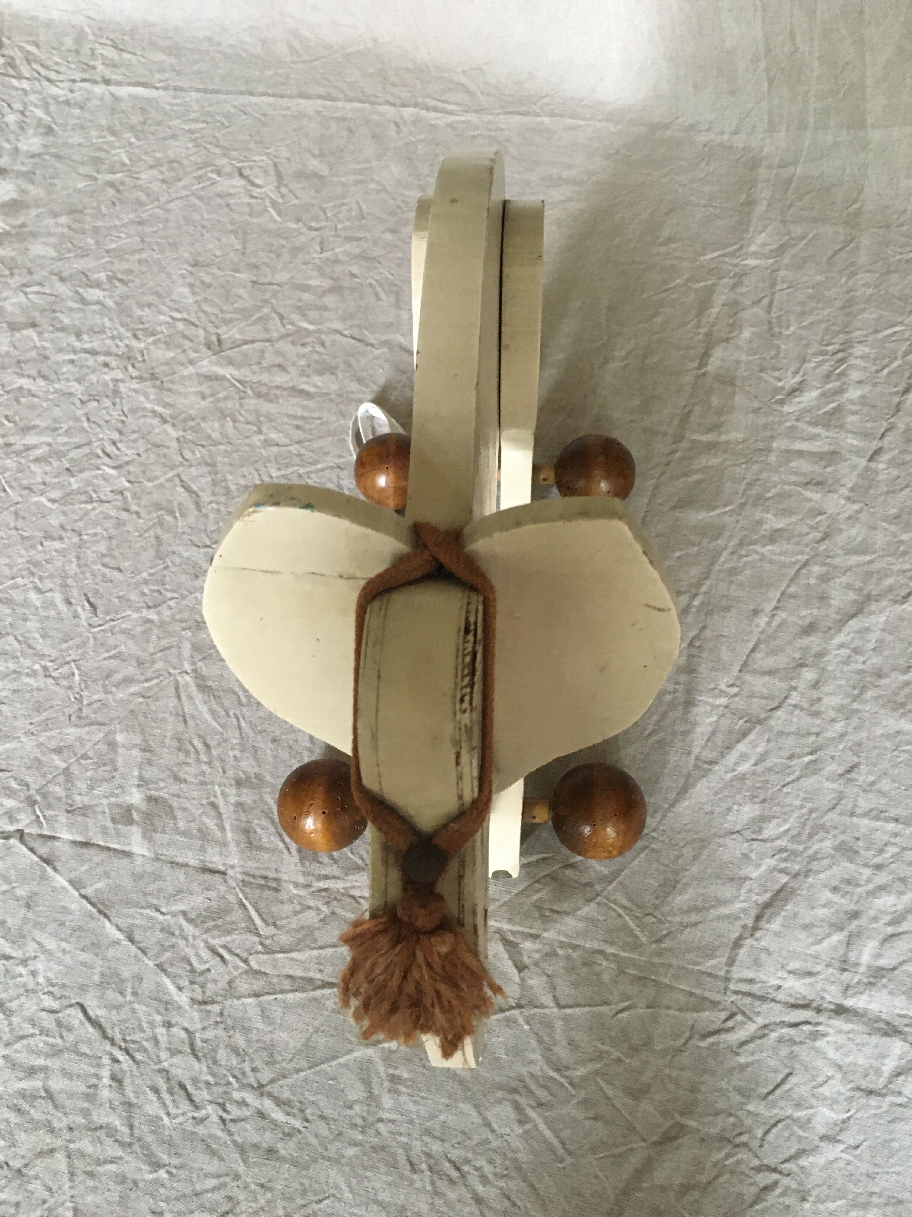 Wooden elephant on wheels