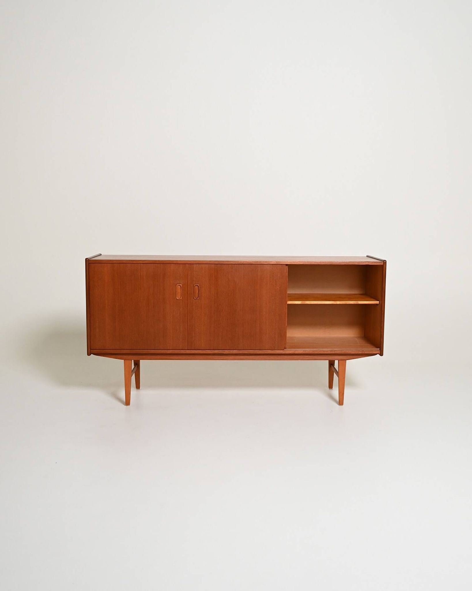 Scandinavian teak sideboard with sliding doors, 1960s