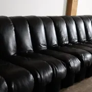 De Sede DS 600 “Non-Stop” sectional black leather sofa by Heinz Ulrich, Ueli Berger and Eleanora Peduzzi-Riva, 1970s