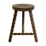 Tripod stool in solid wood, feet turned