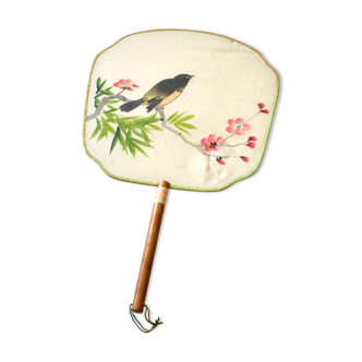 Fan hand screen silk and bamboo - decoration bird flowers hand-painted china