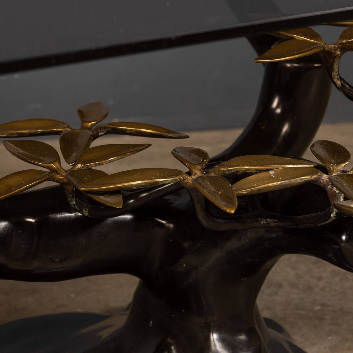 Striking mid 20thc belgian bonsai tree coffee table, willy daro c.1970