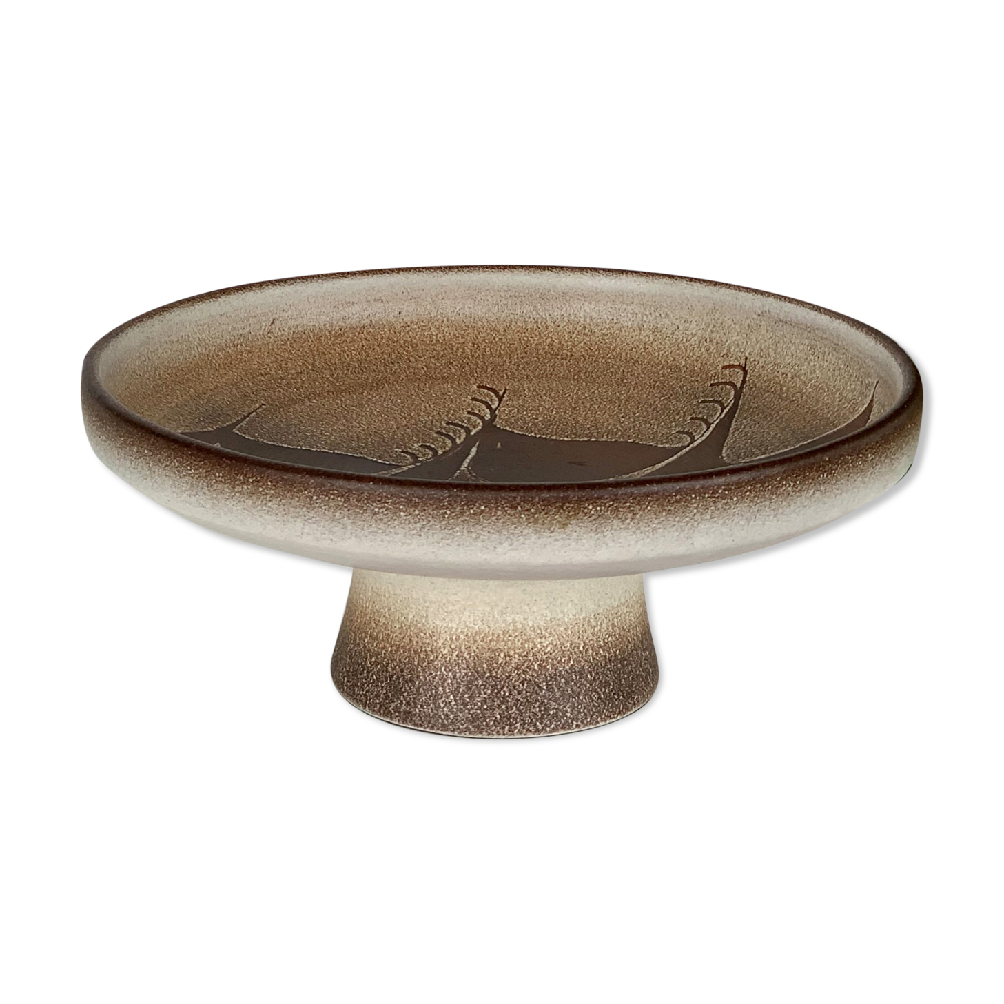 Artisanal ceramic compote bowl "Serra", 1960