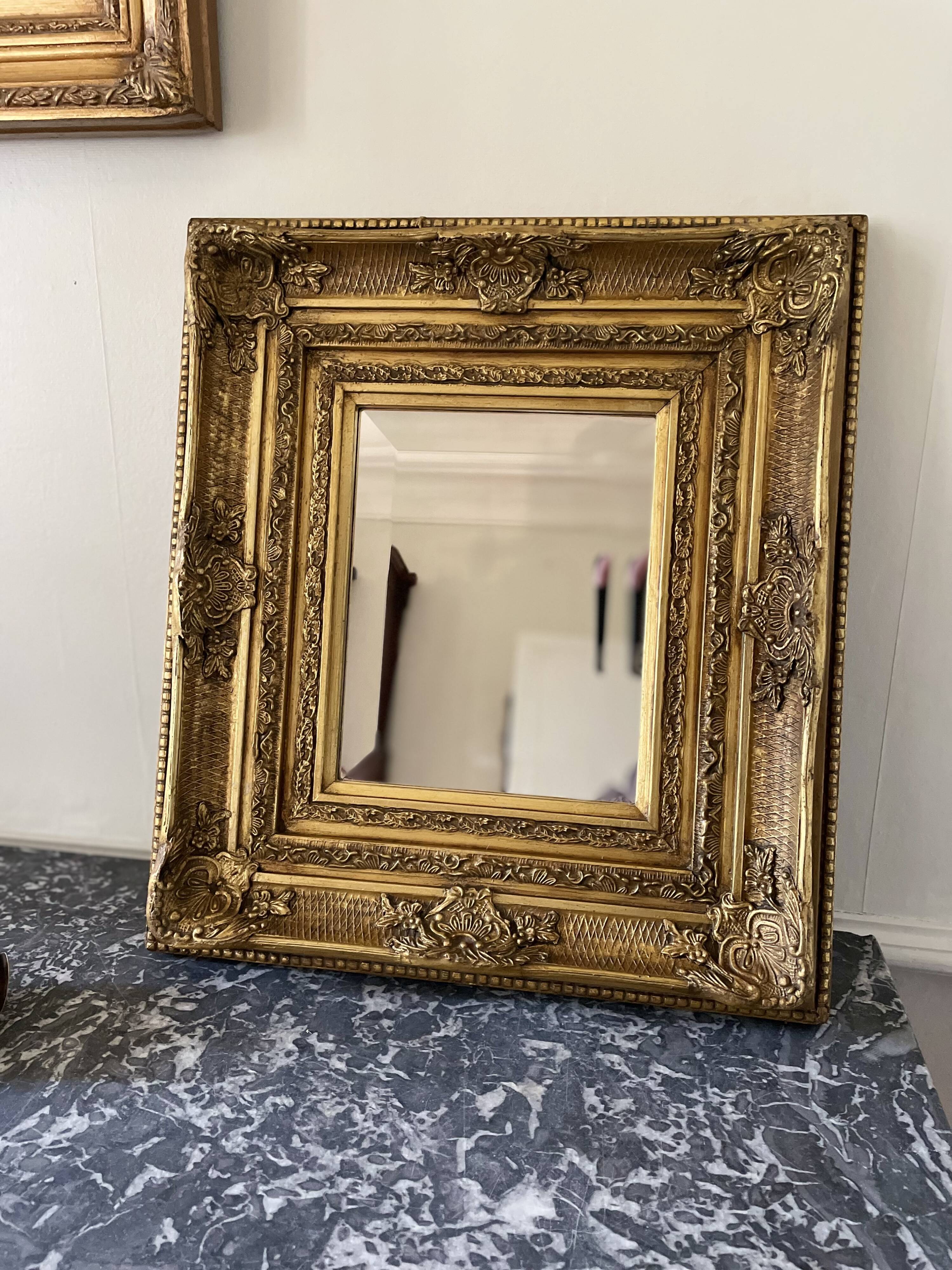 Gilded resin mirror Louis XV H47 X L42 style