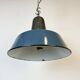 Industrial Blue Enamel Factory Lamp with Cast Iron Top, 1960s