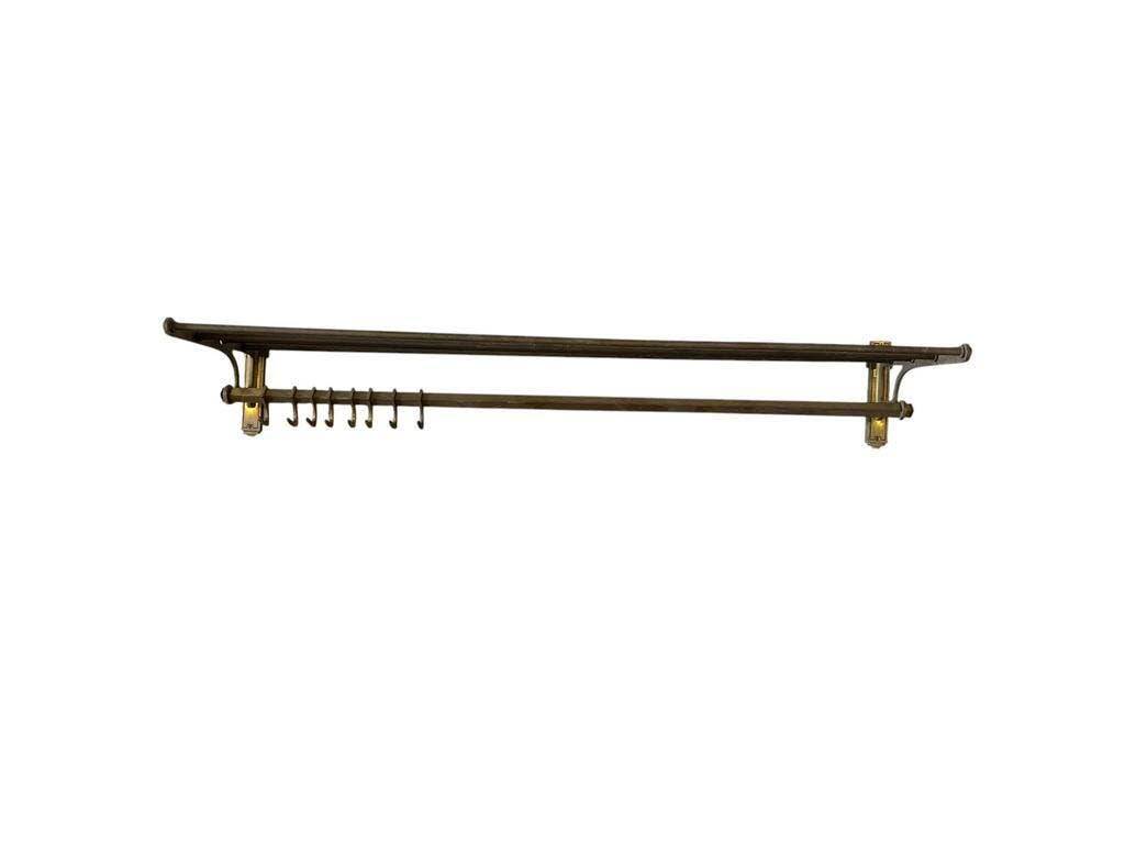 Vintage wall coat rack in gilded brass