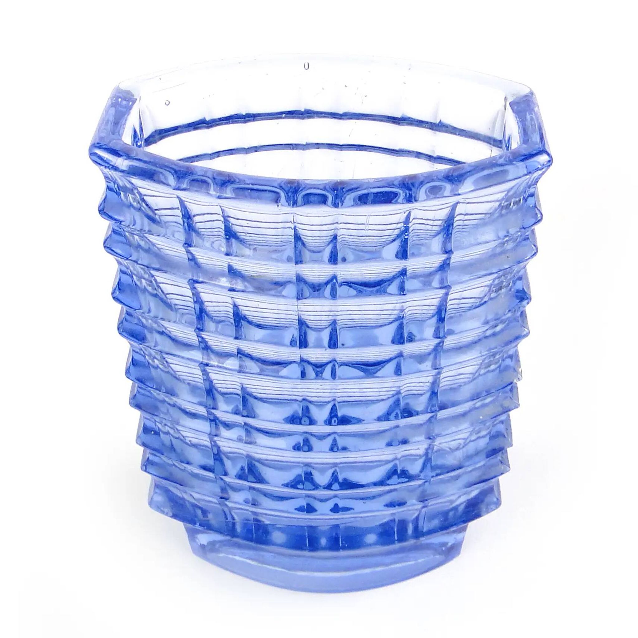 Optical vase, mid-century modern, transparent glass, designed by J. Drost, Ząbkowice, Poland, 1970s