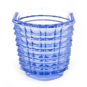 Optical vase, mid-century modern, transparent glass, designed by J. Drost, Ząbkowice, Poland, 1970s