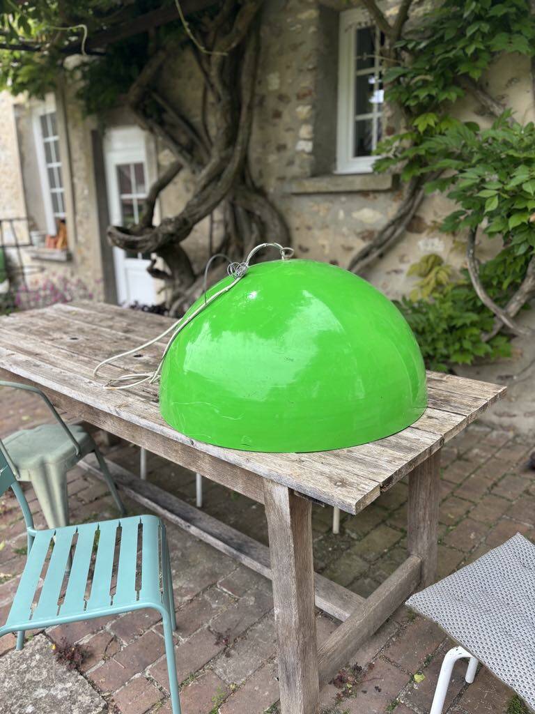 Green metal industrial pendant light