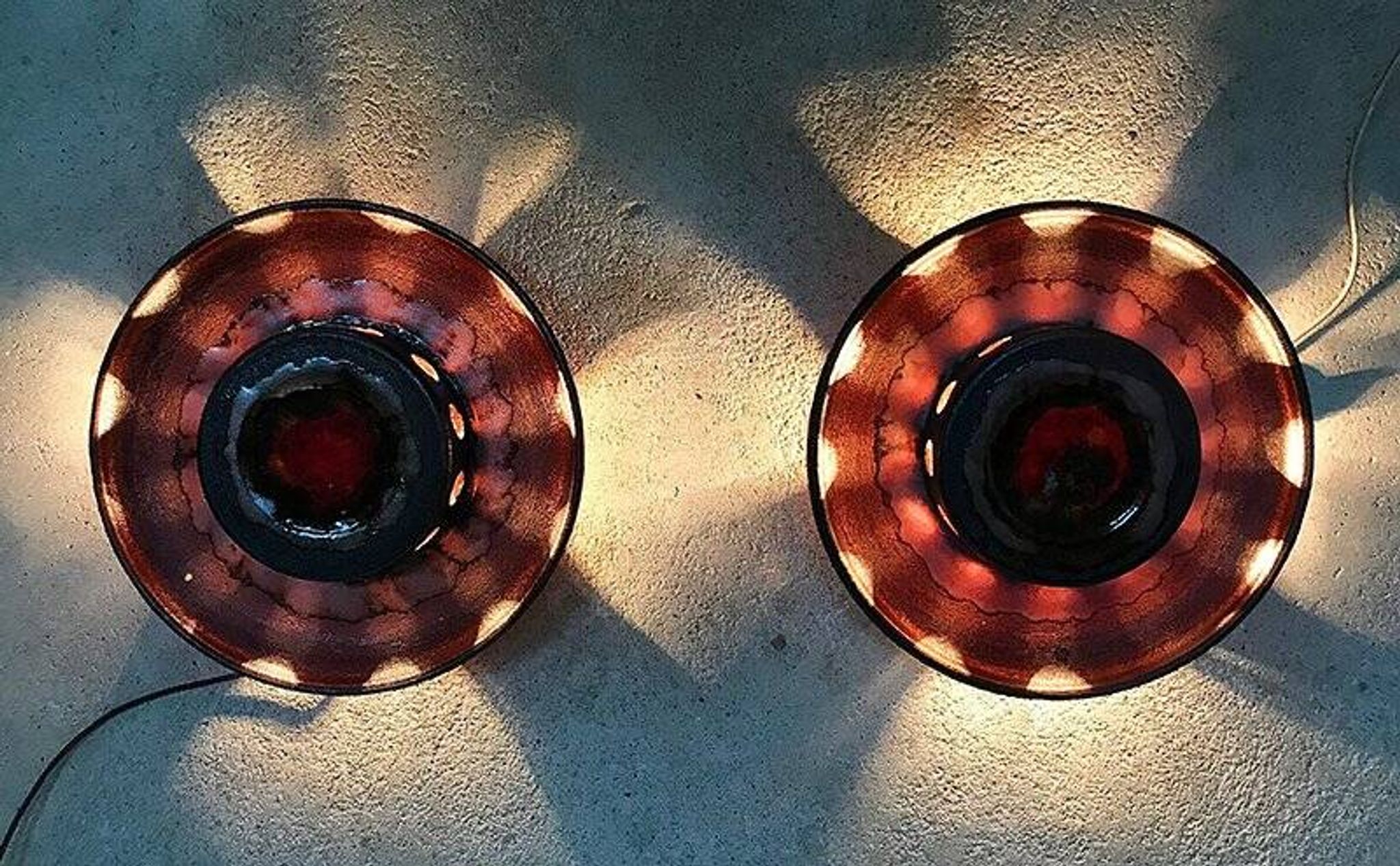 Modernist Scandinavian ceramic art wall lights or sconces, 1960s, set of 2