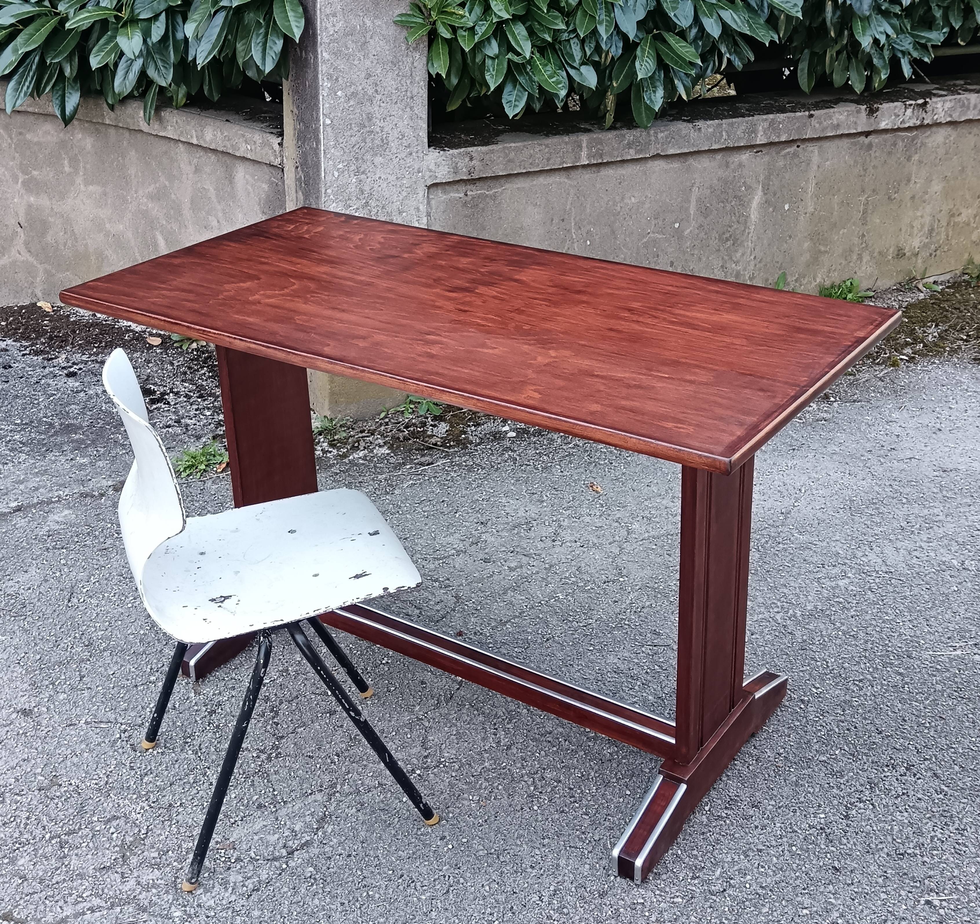 restored bistro table teak finish 1950
