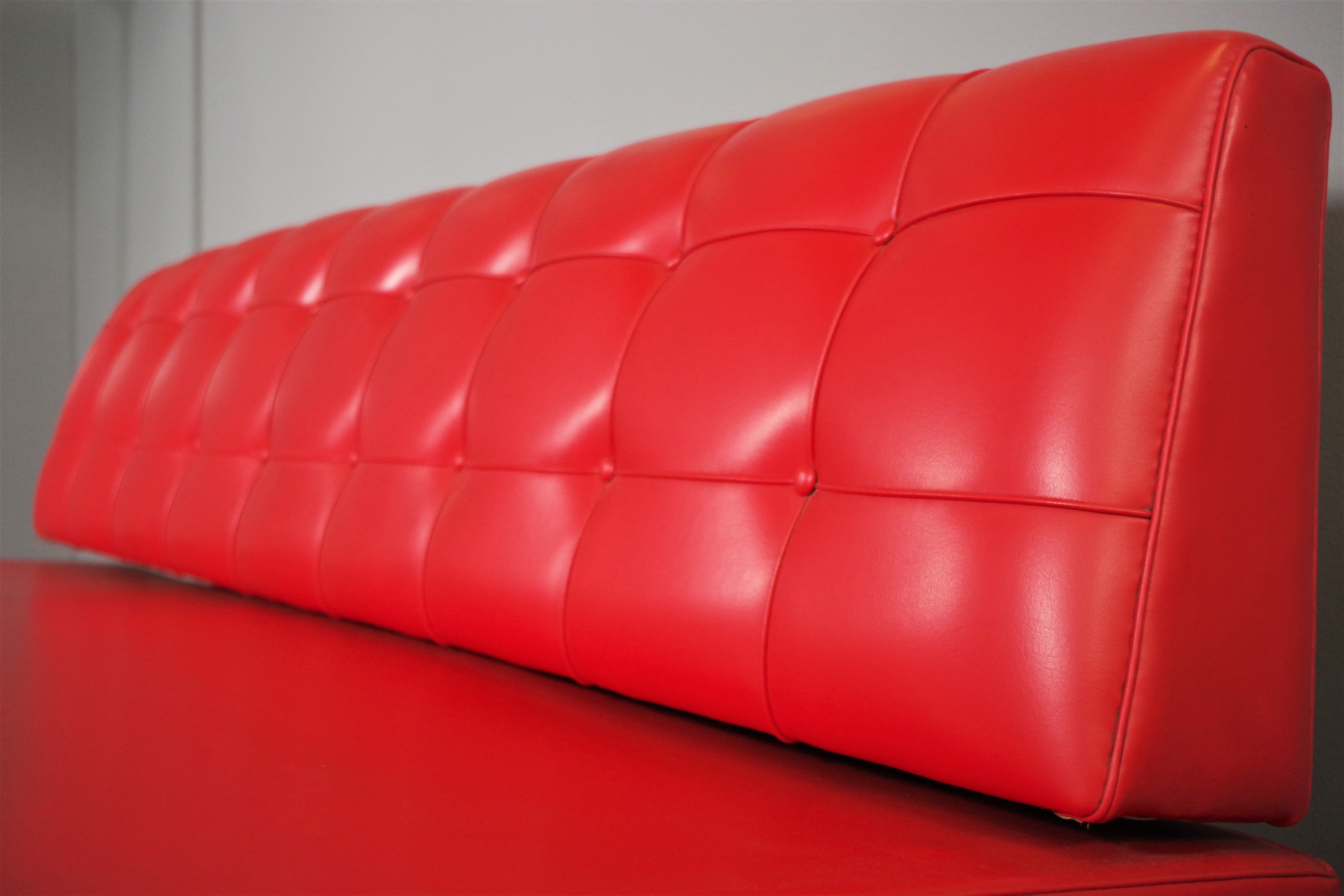 Red leatherette sofa, 1970s