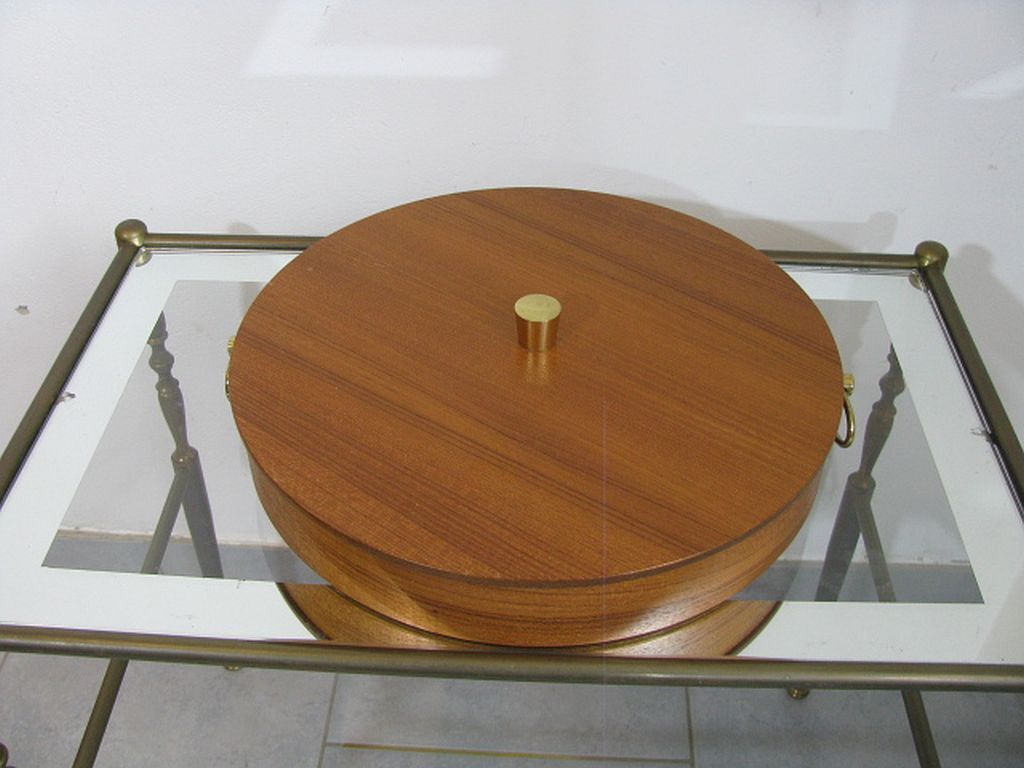 Mid century sewing box with / asystent / Service platform  teak 1960/70s