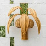 Paire d’appliques « cocotier/palmier » en rotin