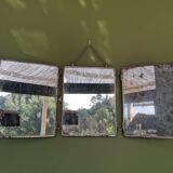 Antique triptych barber mirror