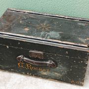 Old wooden travel trunk