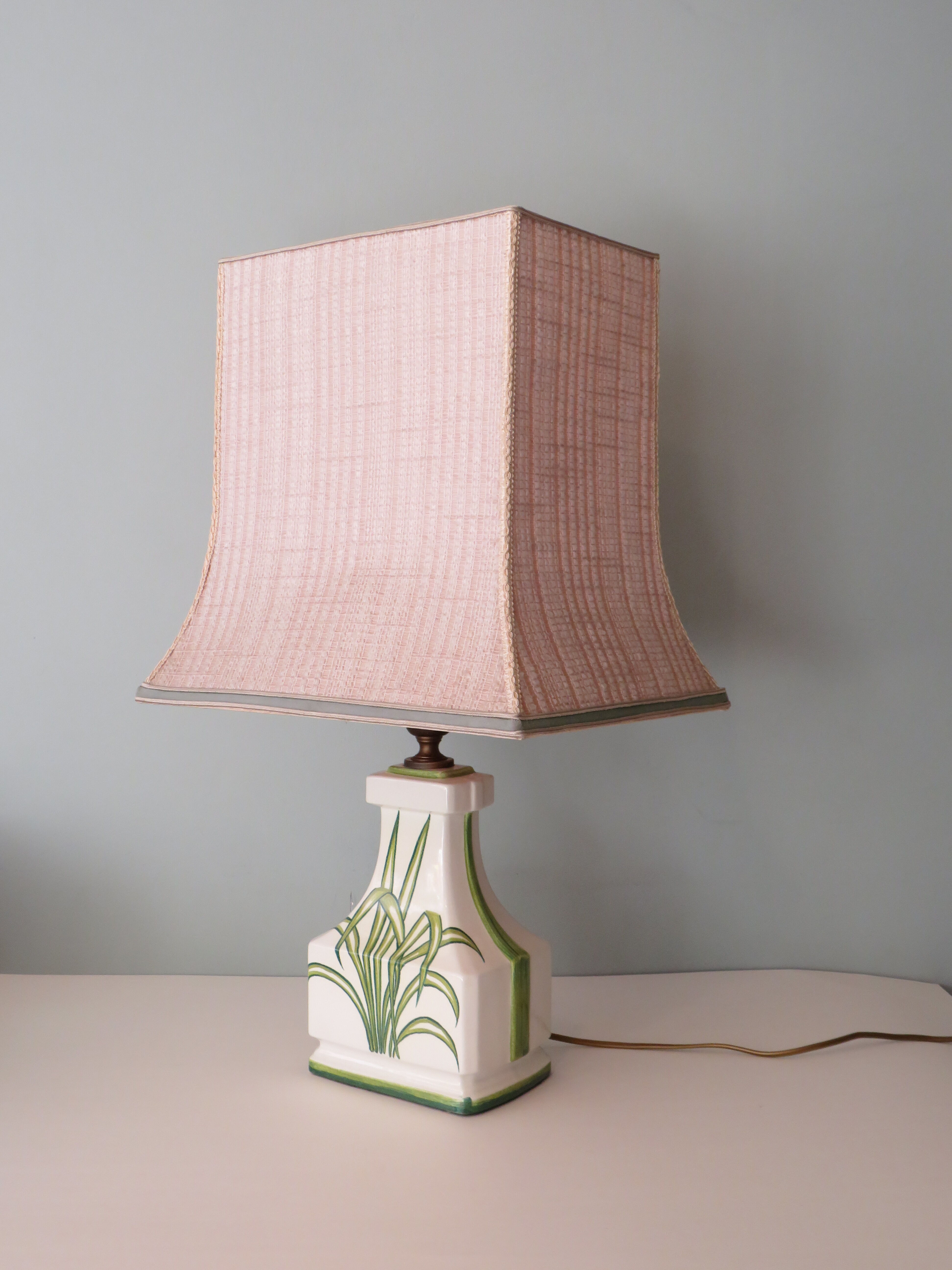 Large white ceramic table lamp from the 1970s