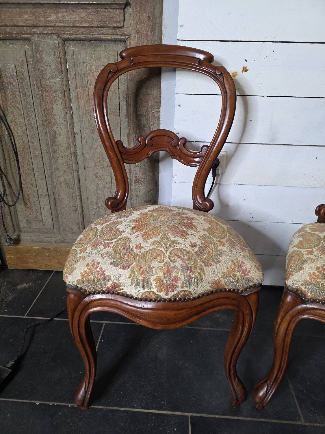 4 Louis Philippe style chairs from the 19th century in cherry wood.