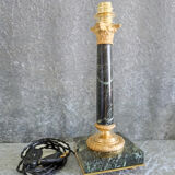 Empire style bedside lamp in bronze and green marble
