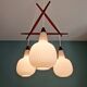 Scandinavian chandelier in teak and white opaline, 1960s