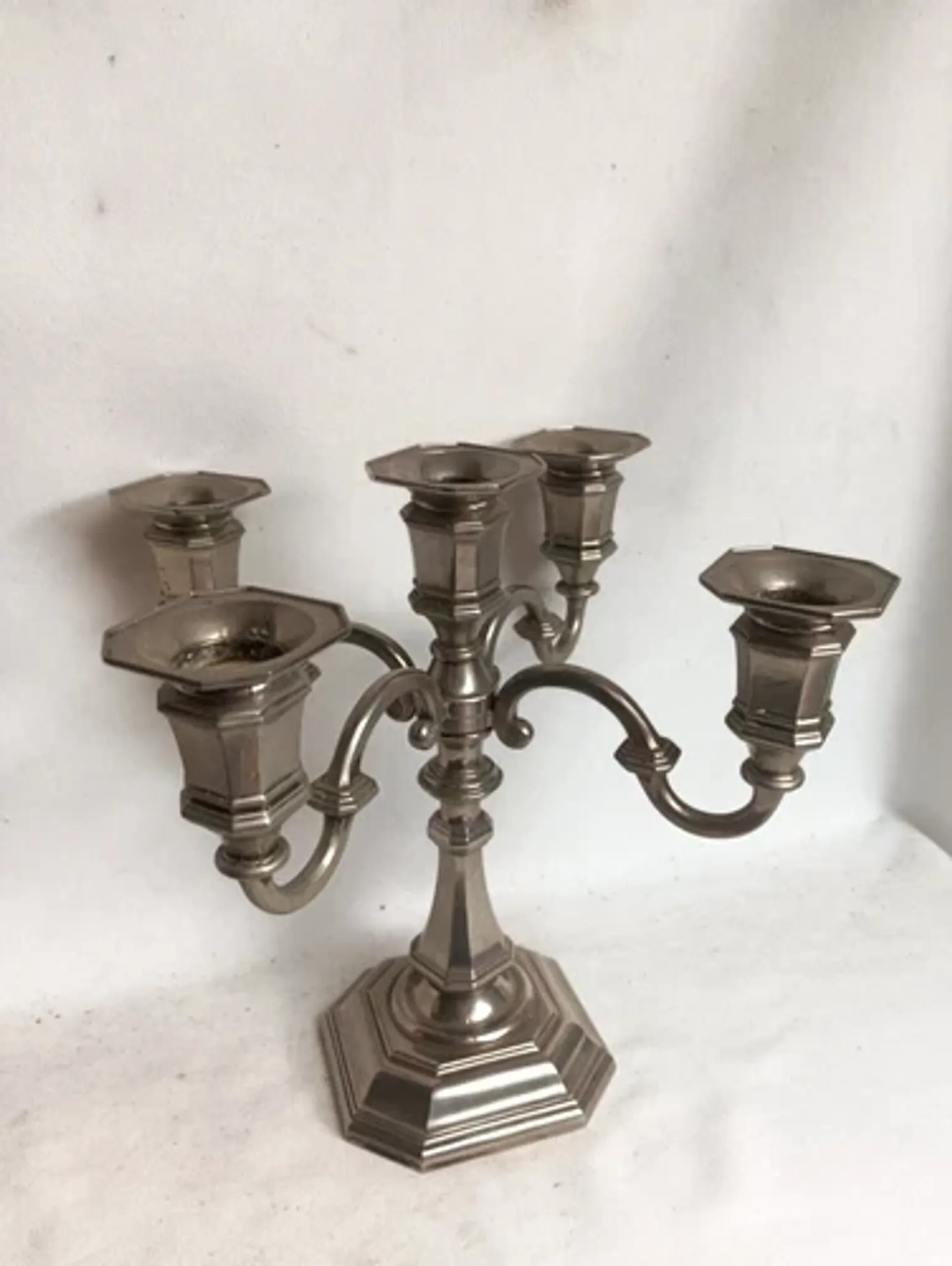 Silver-plated candle holder with 5 lights - late 20th century vintage