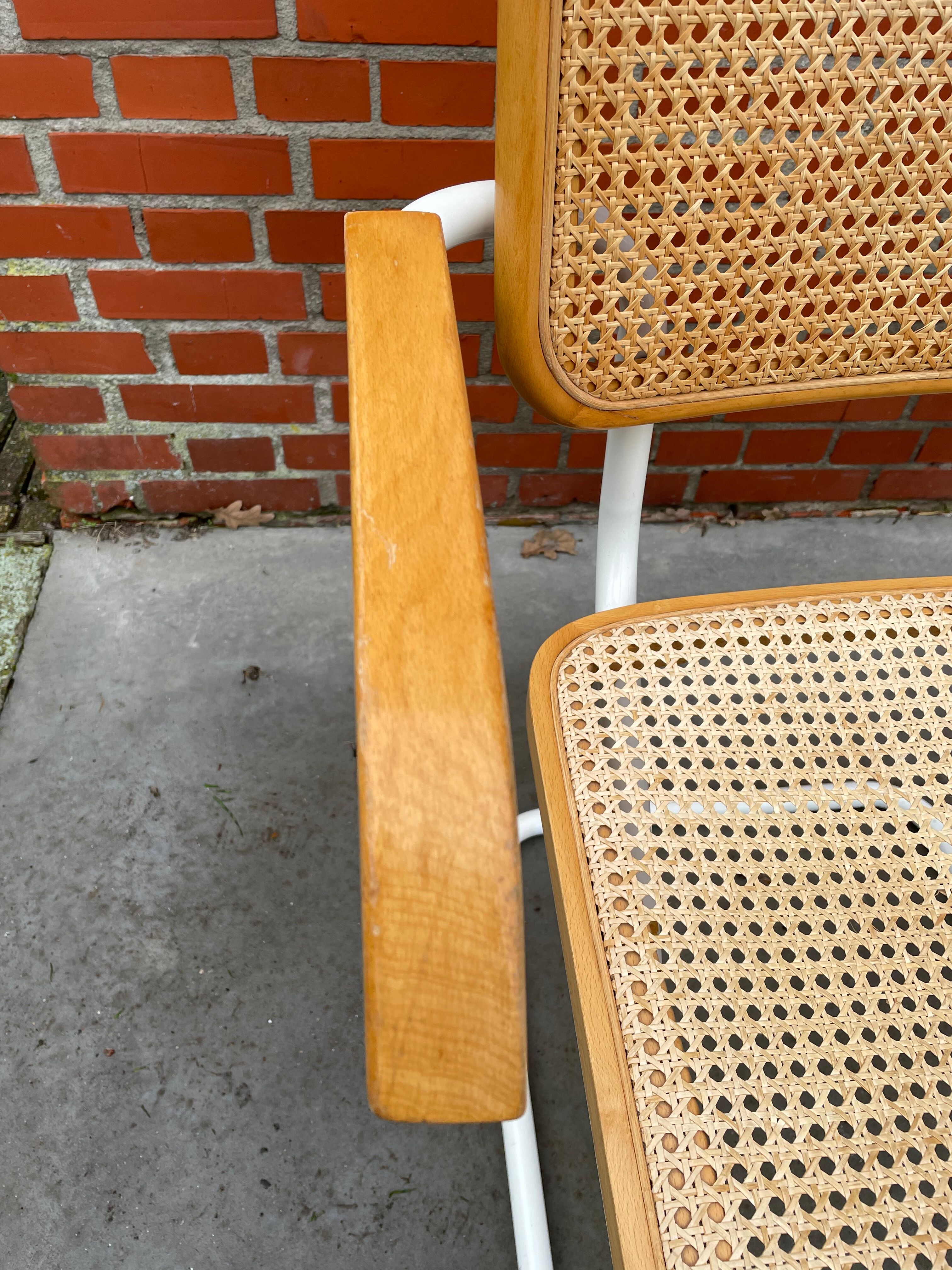 Cesca model chair with armrests white