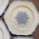 Set of 10 antique 6-sided flat plates – late 19th century earthenware, oriental light blue decor