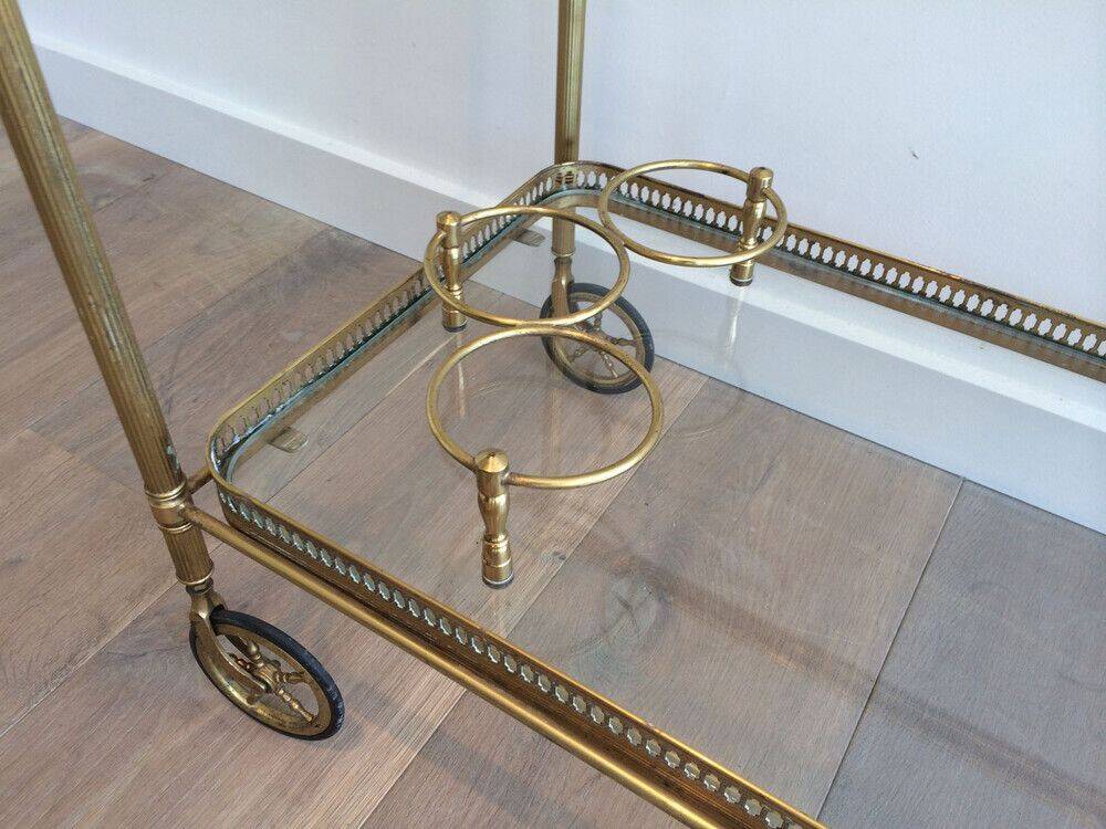 Neoclassical brass trolley with removable trays.
