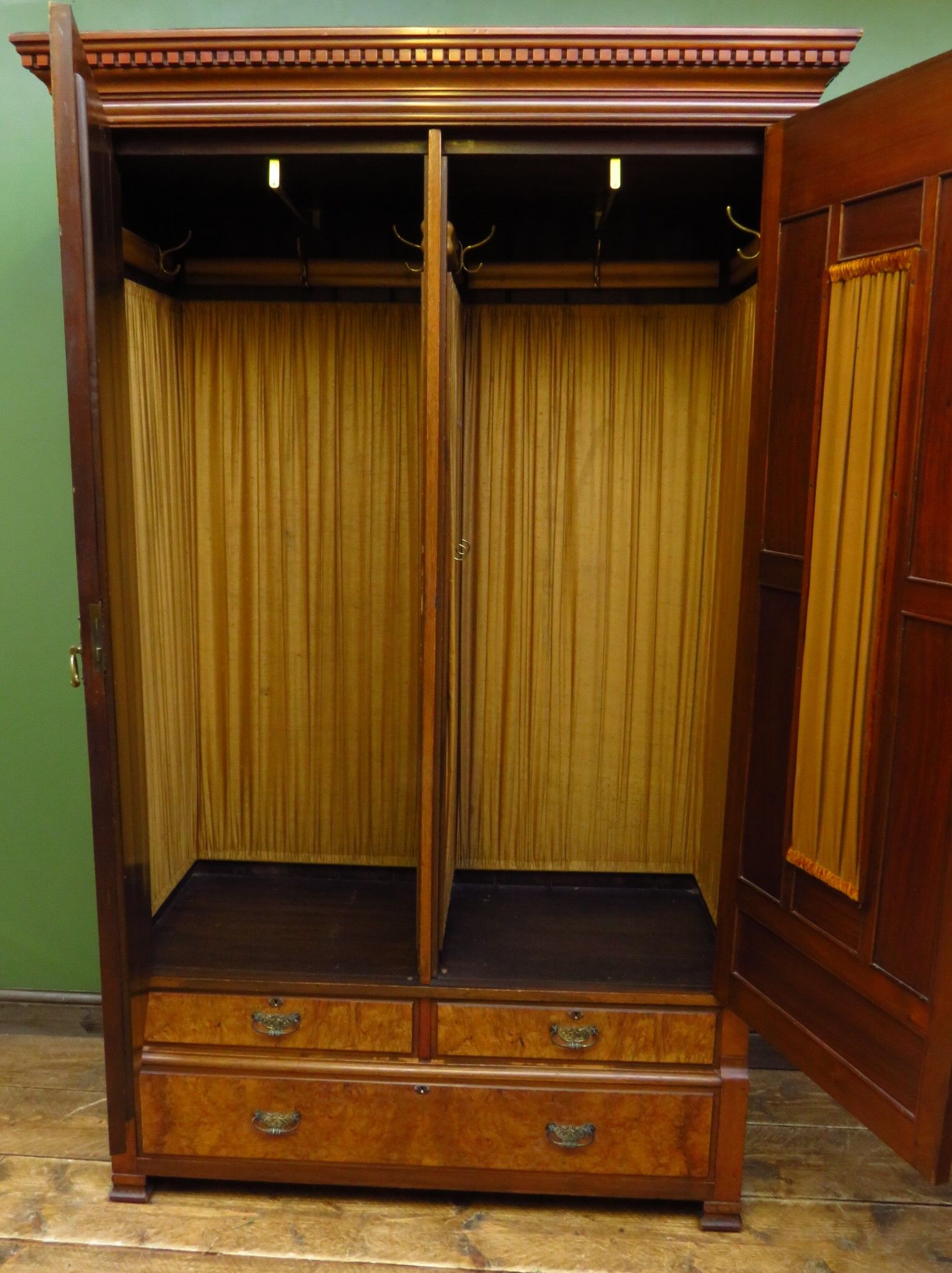 Walnut compactum wardrobe with mirror