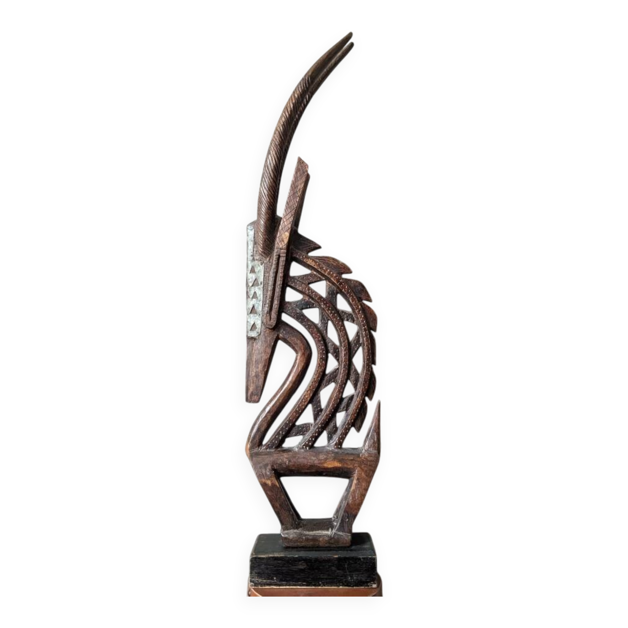 African art oryx wooden handcrafted sculpture ethnic tribal decoration
