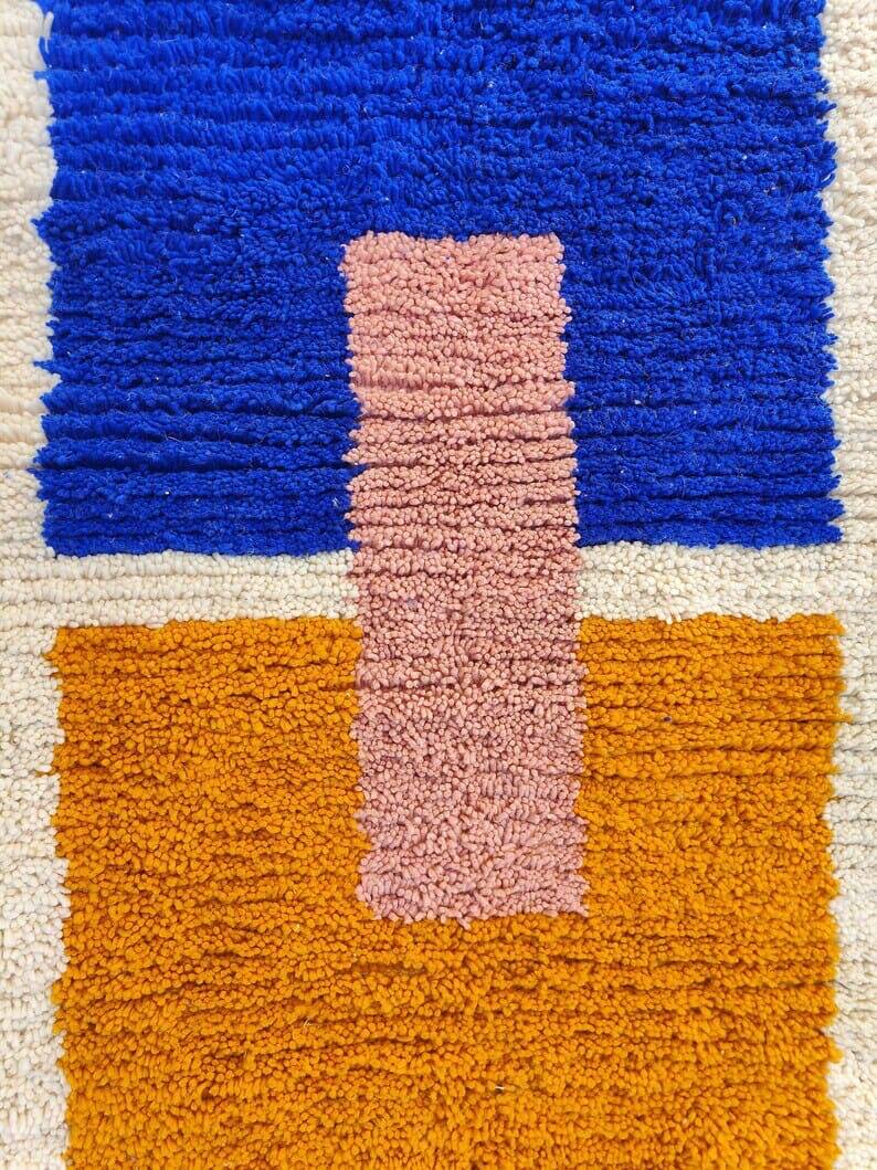 Handmade pure wool rug with colourful patterns 1.5/3.5 m