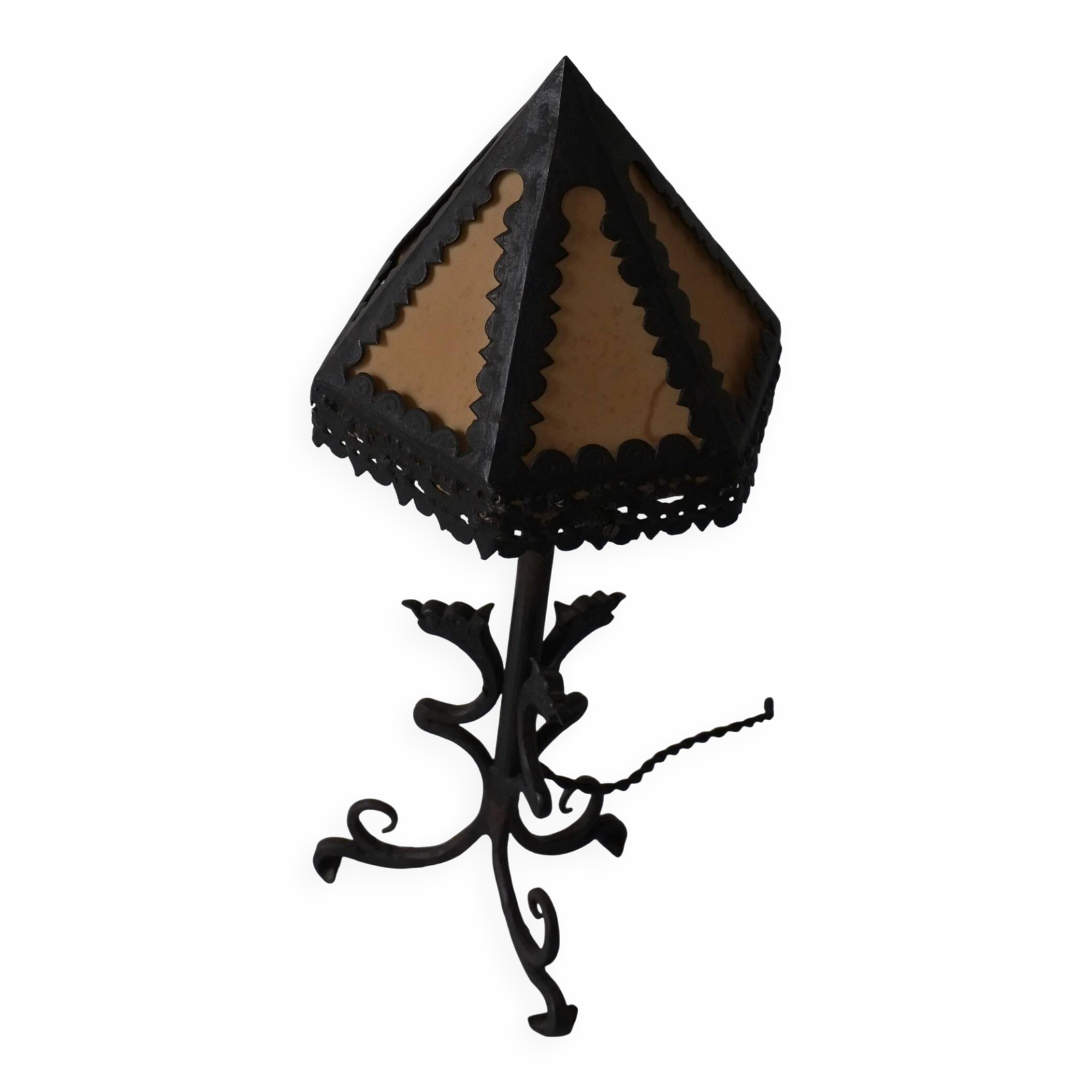 Lampe de table dragon en fer forgé, style Arts & Crafts | Italie | Années 1910