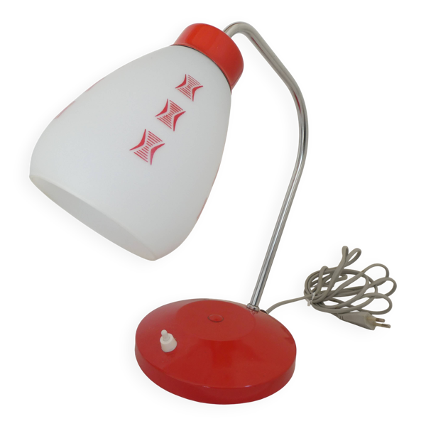 Lampe de bureau Lidokov Tchécoslovaquie en métal et opaline, 1960