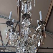 Antique French chandelier 170 cm with Louis XVI style chain in crystal.