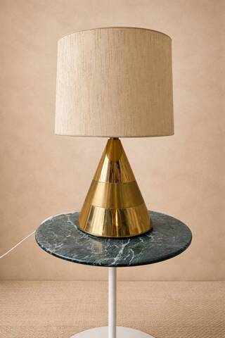 Lampe de table Italienne - 1970 - Laiton & Lin