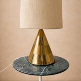 Lampe de table Italienne - 1970 - Laiton & Lin