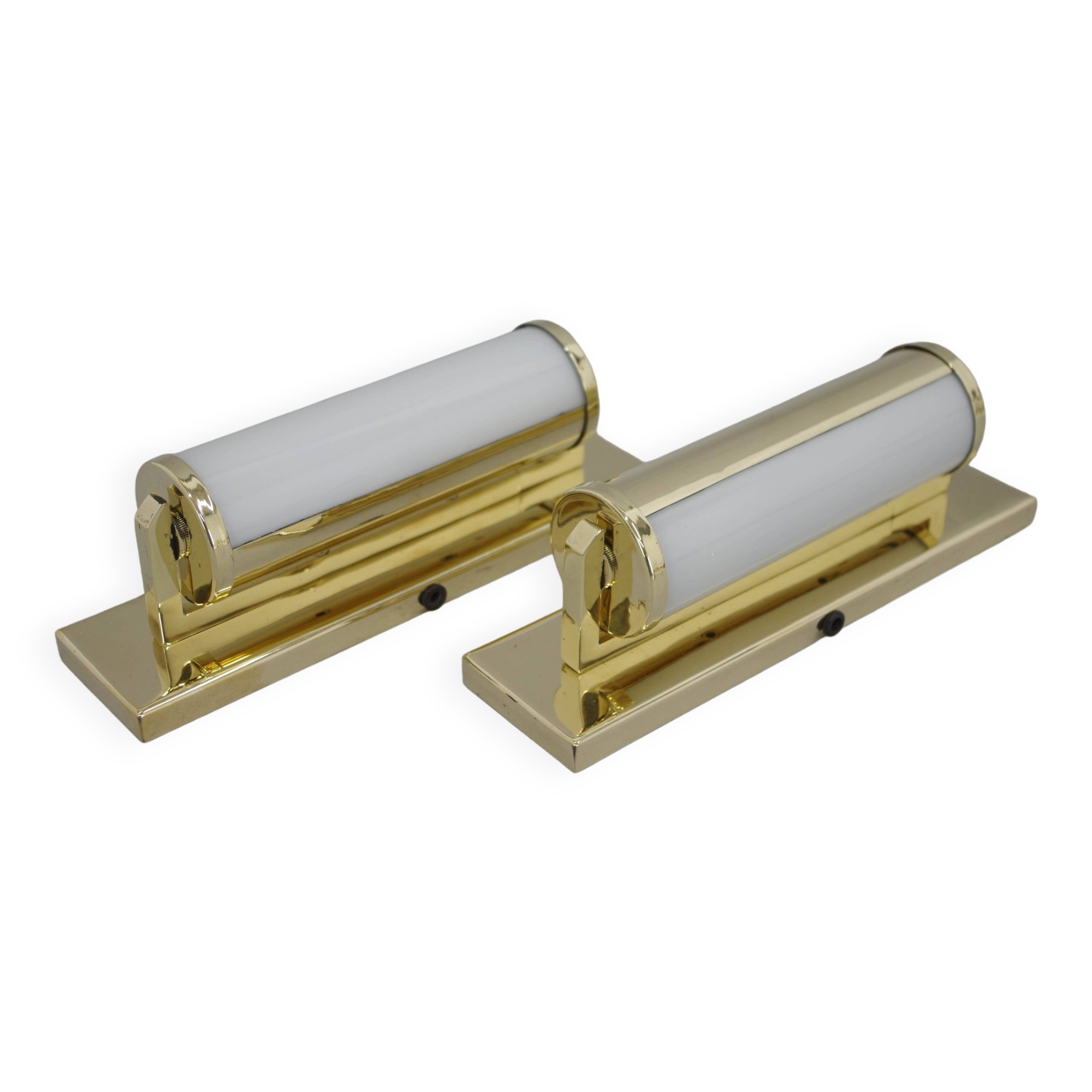 Set of Two Functionalist Brass Wall Lights, 1930s, Restored