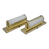 Set of Two Functionalist Brass Wall Lights, 1930s, Restored