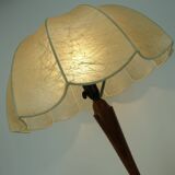 rare large mid century modern cocoon TABLE LAMP cherrywood base 1970s