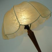 rare large mid century modern cocoon TABLE LAMP cherrywood base 1970s