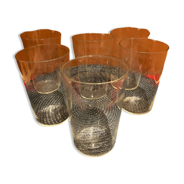 6 verres limonade ancien soufflés et gravés