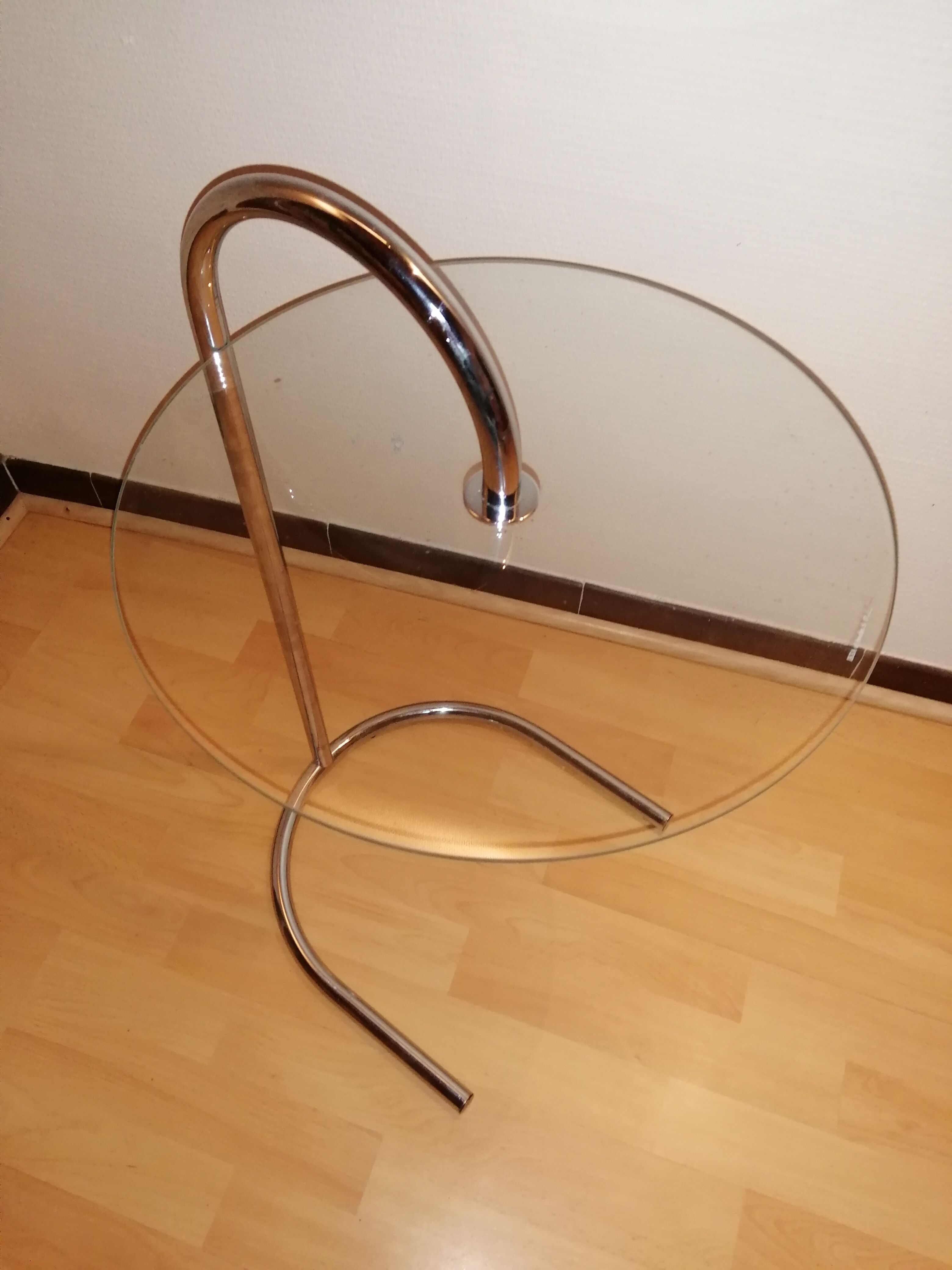 Side table in glass and chrome vintage Ikea model S17 from 1980